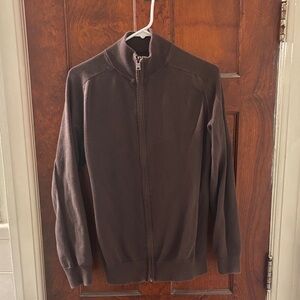 Banana Republic Men's Sz M Chocolate Brown Full Zip Ribbed Sweater Jacket, EUC.